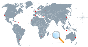 Weltkarte mit Reisezielen